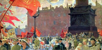 Festividades Marcando la Apertura del Segundo Congreso de la Comintern y Manifestación en la Plaza Uritsky (Palacio) en Petrogrado el 19 de julio de 1920, 1921 de Boris Mikhailovich Kustodiev